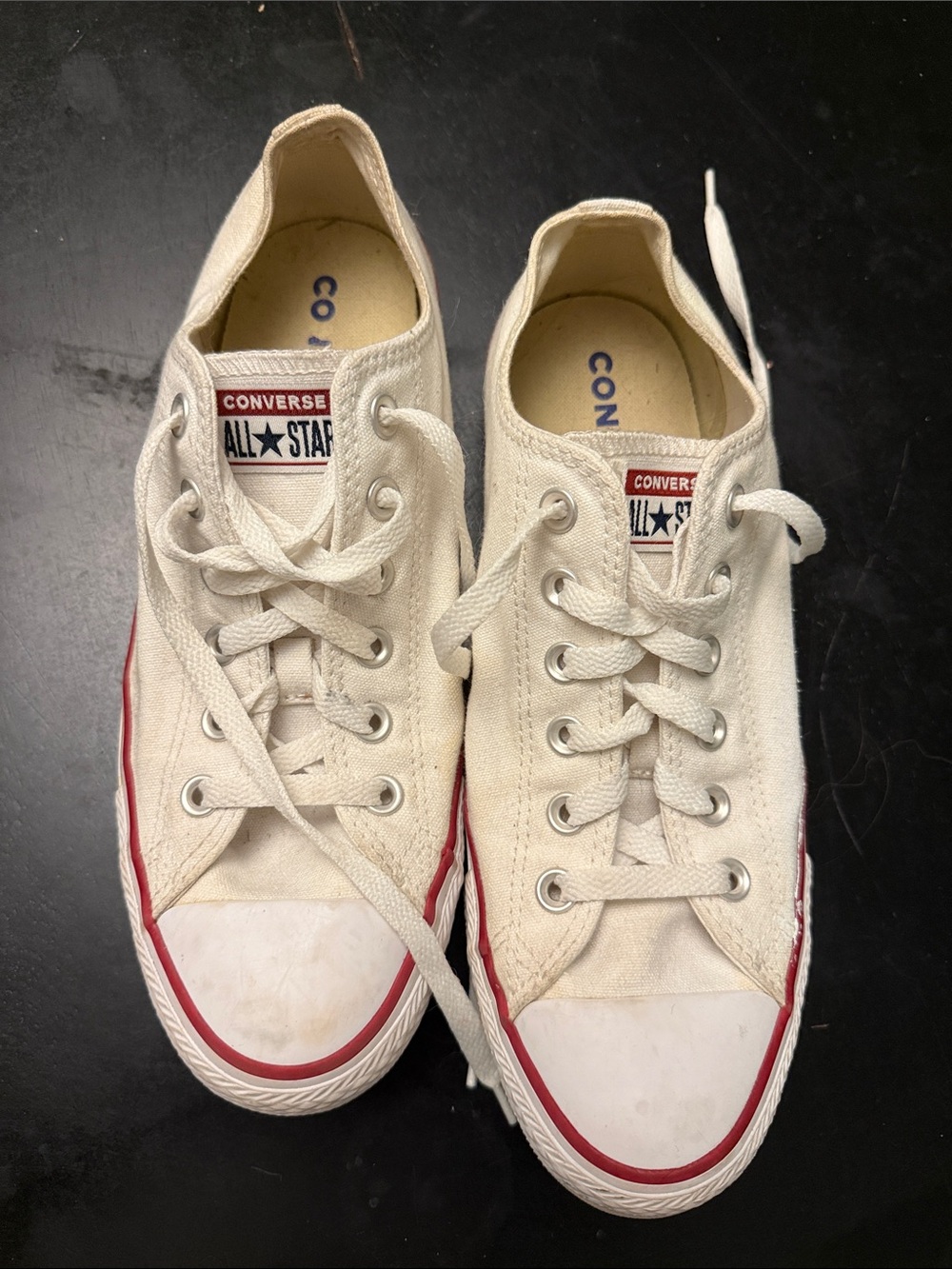 Converse Low Top Sneakers - Cream with Red Trim